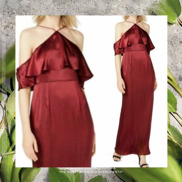 Adrianna Papell Dresses & Skirts - NWT ADRIANNA PAPELL Wine Satin Ruffle Gown Dress 6
